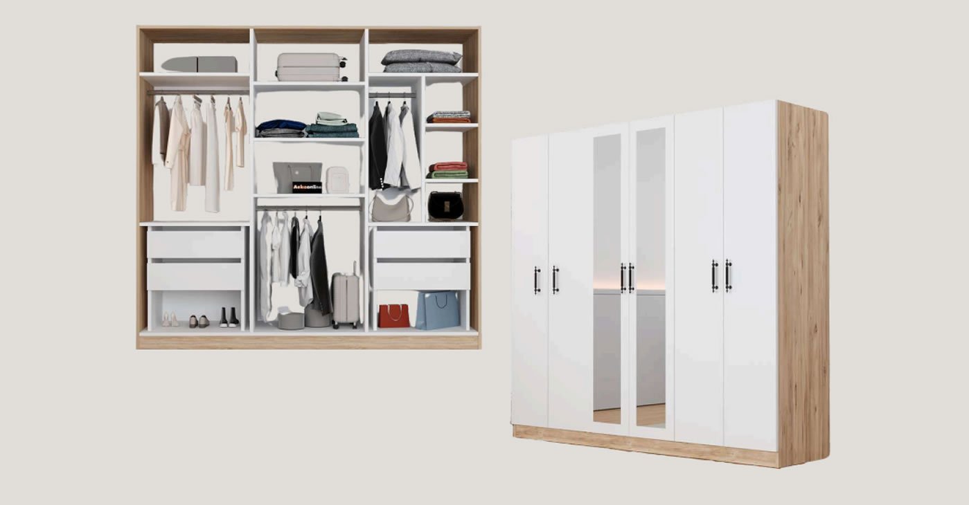 6 Kapaklı Aynalı Gardırop